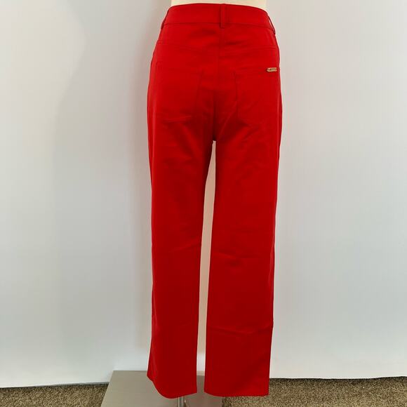 St. John High Rise Straight Leg Stretch Pants in Red | Size 4 - Picture 5 of 8